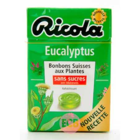 Ricola Bonbons aux plantes Eucalyptus Sans sucre 50g