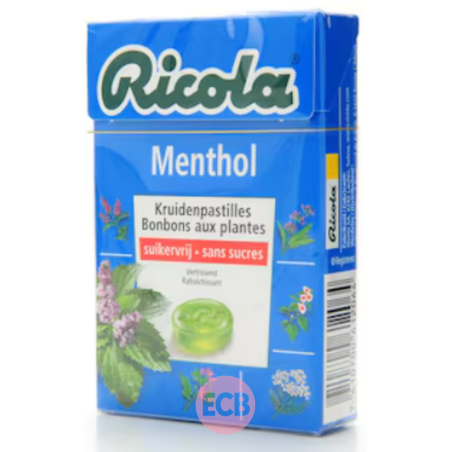 Ricola Bonbons aux plantes Menthol Sans sucre 50g