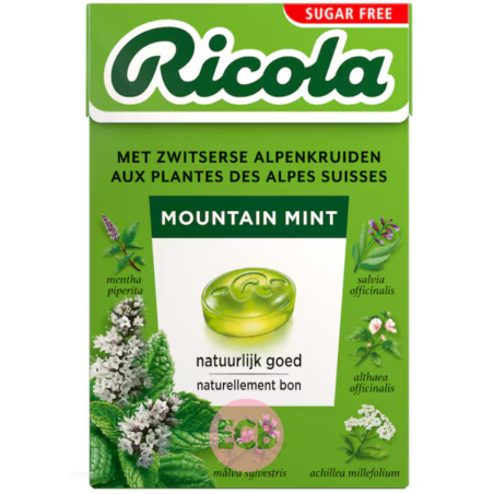 Ricola Pastilles aux plantes Menthe montagne Sans sucre 50g