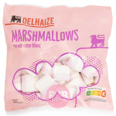 Delhaize Bonbons Marshmallows Rose-Blanc 300g