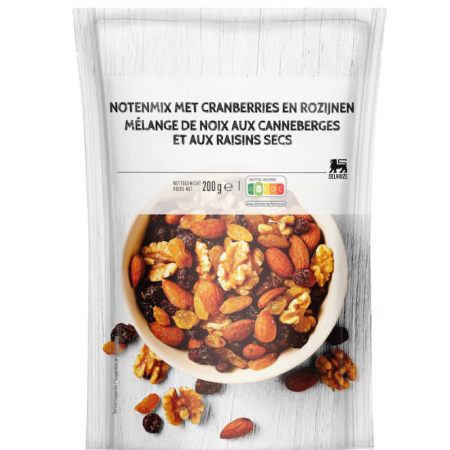 Delhaize Nuts with cranberries raisins 200g