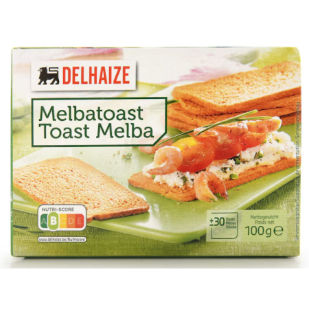 Delhaize Toast Melba Rectangular 100 gr