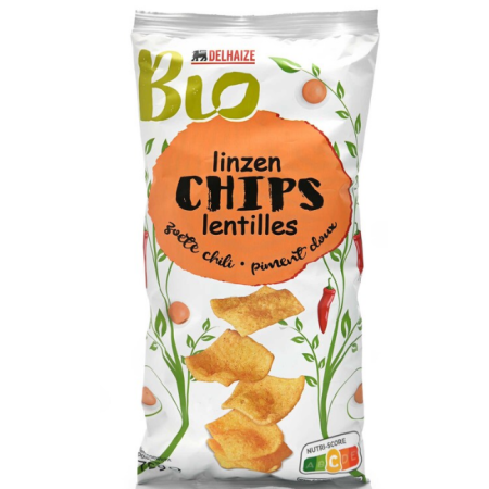 Delhaize Organic Chips Lenses Sweet Chili 75 gr