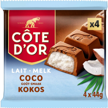 Côte d'Or Bars Milk Chocolate Coconut 4 x 44g