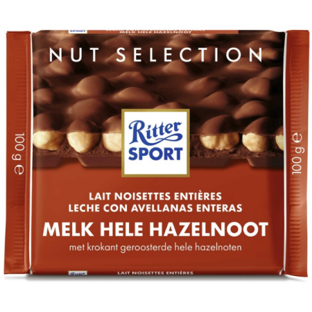 Ritter Sport Chocolate Milk Whole Hazelnuts 100g