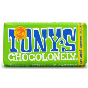 Tony's Chocolonely Chocolate Black Almond sea salt Fairtrade 180 gr