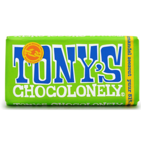 Tony's Chocolonely Chocolate Black Almond sea salt Fairtrade 180 gr