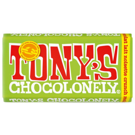 Tony's Chocolonely Chocolate Milk Hazelnut Crunchy Fairtrade 180g