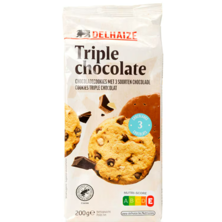 Delhaize Cookies Triple chocolate 200 gr
