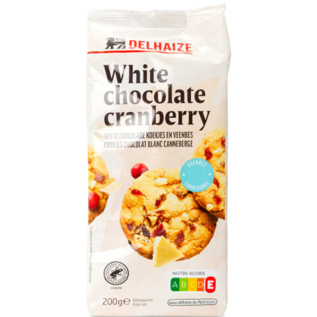 Delhaize Cookies White Chocolate-Cranberry 200g