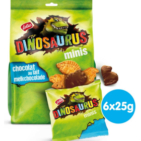 Lotus Dinosaurus Biscuit Mini Milk Chocolate Snack 6 x 25g